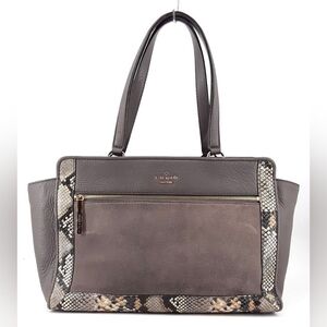 Kate Spade New York Chatham Lane Harlan Gray Python Embossed Satchel Purse Bag